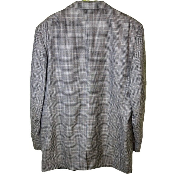 Jos A Bank Men Silk Wool Gray Plaid Blazer Classic Preppy Academic Old Money 46L - Picture 3 of 11